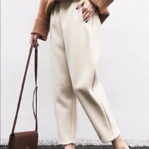 Cream casual pants